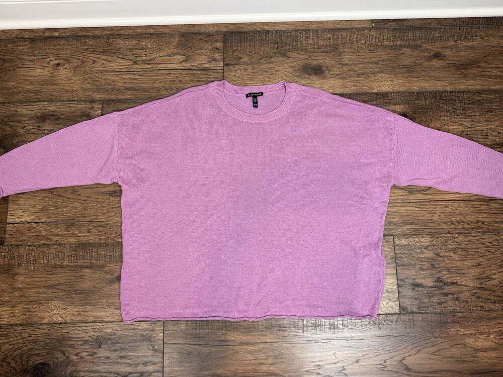 Eileen Fisher Organic Linen Cotton Sweater Lavender Purple Boxy Knit 2XL 2X